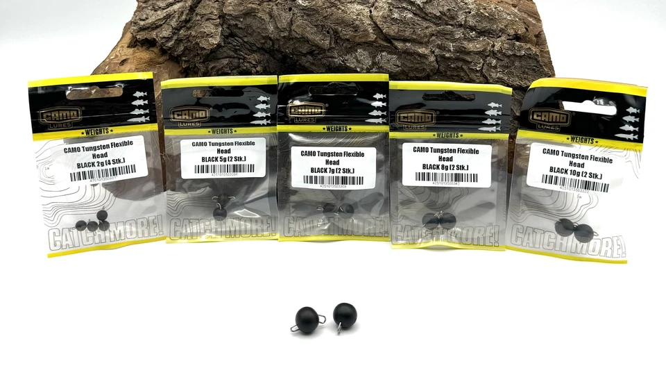 Camo Tungsten Flexible Head Cheburashka Black 2g 5g 7g 10g 14g Gewicht Jig Rig - Bild 1 von 1