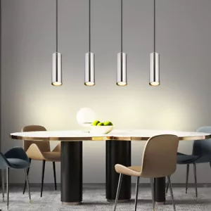 Lampadario Lampada Sala Pranzo Lampada da Corridoio 4 Fiamma Argento H 150 CM - Foto 1 di 11