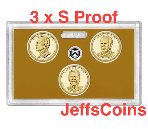 2016 S Presidential Dollars Nixon Ford Reagan PROOF 3 Coin New US Mint Set 16p3 Cover