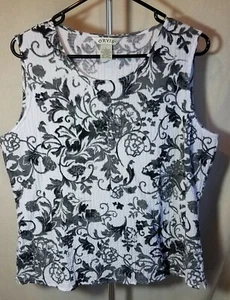 NWOT-Orvis Black, White, Gray Travel Shell ~ Tank ~ Sz Lg~ Stretch! Rayon Blend - Picture 1 of 9
