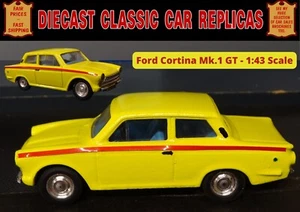 YELLOW FORD CORTINA Mk.1 GT; UNIQUE ONE-OFF 1:43 SCALE CORGI DIECAST MODEL CAR - Picture 1 of 23