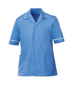 HERREN GESUNDHEITSTUNIKA MÄNNLICHE KRANKENSCHWESTER NHS ZAHNARZT TIERARZT UNIFORM KRANKENHAUS BLAU, INS37HB - Bild 1 von 1