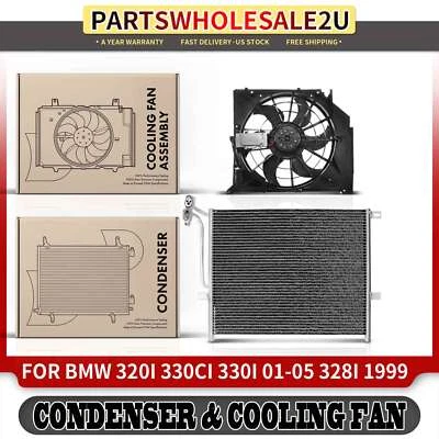 Kit de montaje de condensador y ventilador de refrigeración de CA para BMW E46 320i 330Ci 01-05 328i 1999 Foto 1 de 4