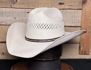 M H T Straw Cowboy Hat (6 7/8 Cream) - Picture 1 of 8