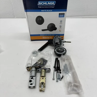 Schlage FB50 N G LAT 622 Single Cylinder Deadbolt and Keyed Entry, Matte Black - Image 1 of 4
