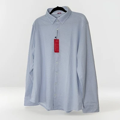 NWT Stone Rose Blue Micro Check Button Up Size 2XL Hi Tech Dresswear T Series - Image 1 of 4