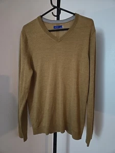 Suéter APT 9 Hombres Talla M Marrón Cuello en V Manga Larga Seda Cachemira Tejido Preppy Informal - Imagen 1 de 5