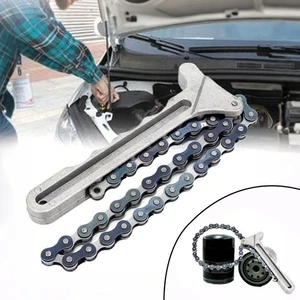 Car Engine Oil Filter Chain Grip Wrench Spanner Remover Tool Plier Accessories - Picture 1 of 8