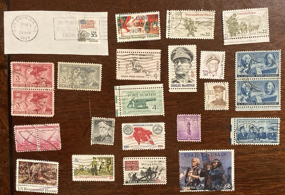 US Military/War Stamps Revolution Civil World War Korea Plus Slogan Cancels - Image 1 of 1
