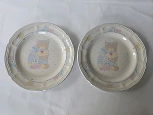 2 Tienshan Calico Cat Plates Patchwork 7.5" - Picture 1 of 5