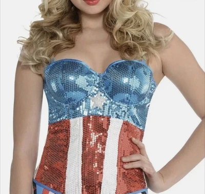 Sexy Corsé Bustier Capitán América Mediano Grande 6-14 Juegos con disfraces EE. UU. Foto 1 de 3