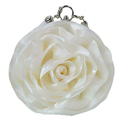 Buddy Mujeres Bolso sin asas en forma de rosa Suave Satén Muñequera Bolso de mano Boda Fiesta Beige Foto 1 de 4