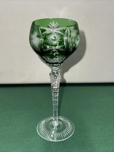 Vintage Böhmisch Tschechisch Schliff Klar 8 1/4" Hellgrün Kristall Weinkelch B2 - Bild 1 von 7