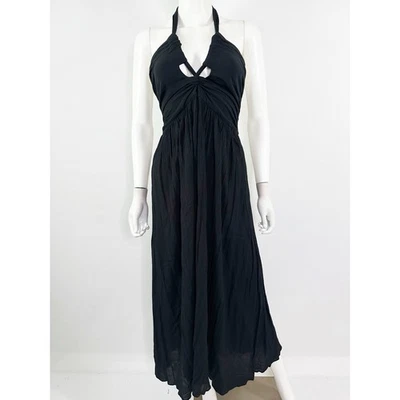 Maxi Vestido Mara Hoffman Natación Negro Halter Talla S Informal Verano Algodón Gasa Foto 1 de 4