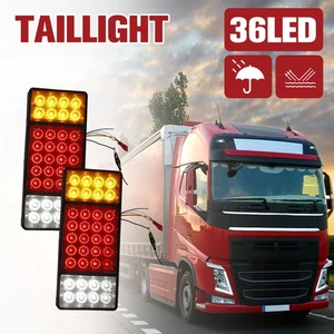 2Pcs LED Tail Light Trailer Light Waterproof 36 LED Trailer Stop Brake Faasy - Picture 1 of 12