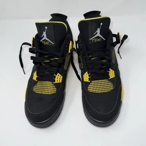 Nike Air Jordan 4 Retro Thunder Men’s Size 10.5 Black Yellow - Picture 1 of 19