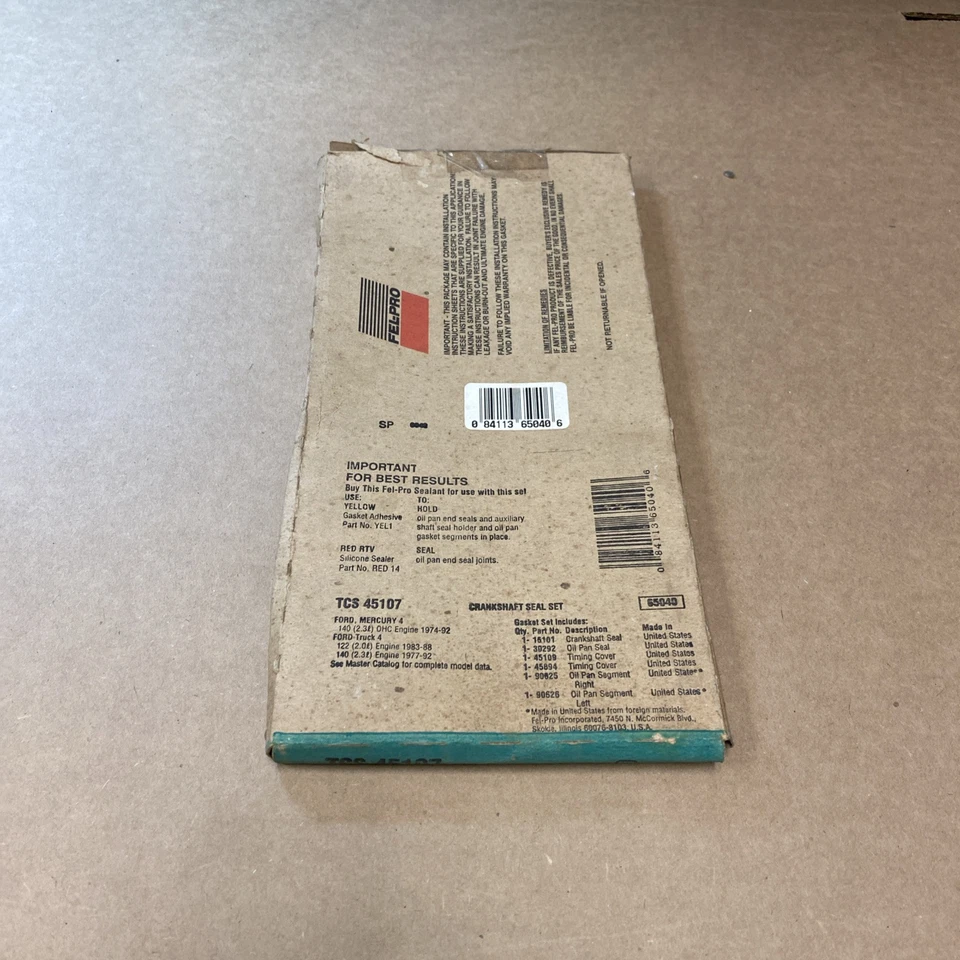 ¡Kit de sellado de cigüeñal NOS Fel-Pro TCS45107! F+S! Foto 1 de 3