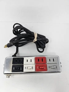 Vintage Industrial Power Strip Metal 4 Outlet Switches Shop Garage Workshop USA - Picture 1 of 5