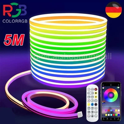 5M Neon LED Strip Streifen RGB Flex Schlauch diffus Lichtband Dimmbar Wifi APP - Bild 1 von 4