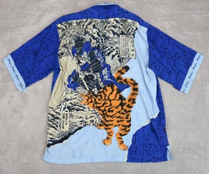 Men's Y2k Phat Farm Hawaiian Samurai Tiger Button Up Shirt Size XXL - Picture 1 of 5