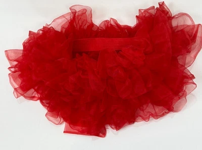 Bright Red Tutu Skirt Mini Ruffle Layer Tulle Cosplay Rave Costume Lightweight - Image 1 of 3