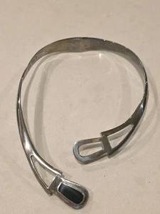 Taxco Onyx Sterling Silver Modernist Biomorphic Choker Necklace - Picture 1 of 7