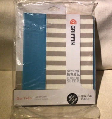 Griffin Elan Folio Ipad & Ipad 2 Case Teal Stripe - Image 1 of 4