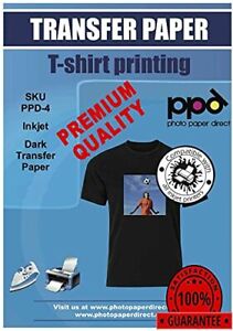 PPD 5 Feuilles x A4 Papier Transfert Tee-Shirt / Textiles Noirs ou Foncés, Perso