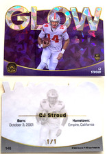 CJ STROUD 2021 SUPER GLOW FIRST EVER PURPLE CRACKED ICE DIE-CUT GLOW 146 SER 1/1