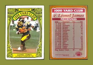 ⚓️🏈1986  TOPPS  1000 YARD CLUB  LIONEL JAMES   FOOTBALL CARD #24 - Picture 1 of 1