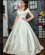 Lace Portrait/Off-Shoulder Satin Unbranded Wedding Dresses for sale