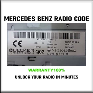 MERCEDES RADIO CODE UNLOCK STEREO AUDIO 10CD AL2910 ALPINE BECKER 10 PIN SERVICE - Bild 1 von 3