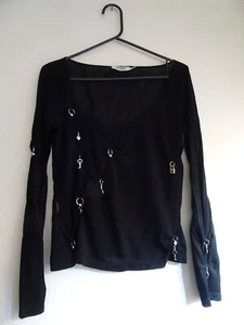 Moschino silver charms rare Y2k black Long Sleeve top - Picture 1 of 9