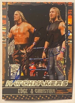 Hand SIGNED Edge WWF 2002 Fleer Card - Matchmakers 6 of 15 - Image 1 of 4