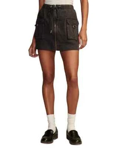 Lucky Brand Women's Army Cargo Linen-Blend Mini Skirt Black Size L MSRP $80 - Picture 1 of 2