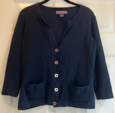 Cárdigan Suéter Vineyard Vines Niñas Azul Marino Logo Talla 14 Grande Foto 1 de 4