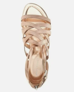 NIB Marc Fisher Pink Crisscross Elastic Glitter Strap Flat Summer Sandals - Picture 1 of 10