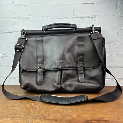 Solo Brown Leather Satchel Messenger Bag fits 16" Laptop Briefcase - image 1 of 4