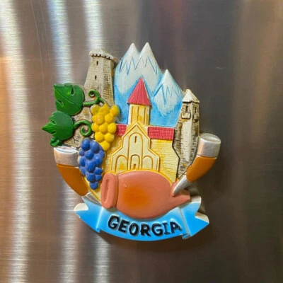 Vintage 3D Ceramic Painting Decor Home Refrigerator Magnets Souvenir Georgia Art - Image 1 of 4