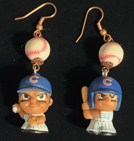 Chicago Cubs Teeny Baseball Player Earring Set Dangles Cover