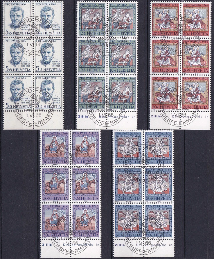 Switzerland 1966 Pro Patria Set in Blocks of 6 Scott #B355-359 - Image 1 of 1