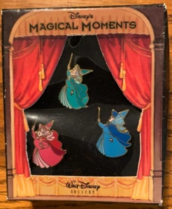 DISNEY MAGICAL MOMENTS SLEEPING BEAUTY PIN SET 3 FAIRIES "LIMITED EDITION " RARE - Picture 1 of 5