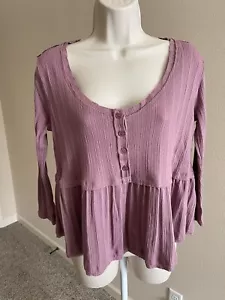 Bloomfield Women’s Blush Scoop Neck 3/4 Sleeve Cropped Ruffle Blouse s L - Picture 1 of 8