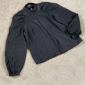 Vero Moda 71% Lyocell Black Stripe Long Sleeve Sheer Blouse Small - Picture 1 of 4