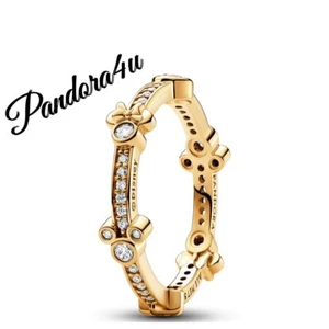 Pandora Disney, Mickey Mouse & Minnie Mouse Sparkling Eternity GP Ring NeWTag BX - Picture 1 of 9