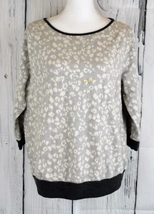 Three Dots Sweatshirt Sweater Pullover Top Leopard Long Sleeve Gray Plus Size 1X - Picture 1 of 7