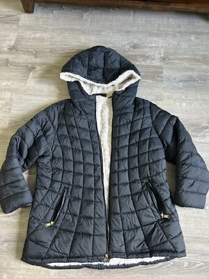 Rocawear White Puffer Down Fur Trim Hooded Bomber Jacket - Size Medium - Image 1 of 4