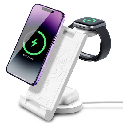 EFAITHFIX Kabelloses Ladegerät Ladestation Wireless Charger 3 in 1 Für Apple Watch iPhone