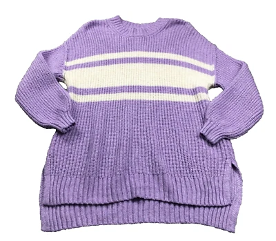 American Eagle Outfitter Womens Sweater Sz L Purple White Knit Long Sleeve Foto 1 de 4