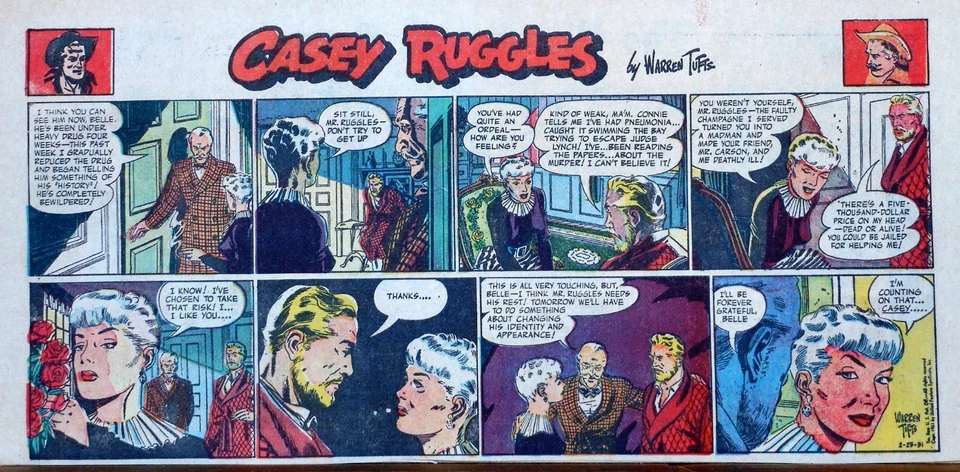Casey Ruggles por Warren Tufts - página de quadrinhos colorida de domingo - 25 de fevereiro de 1951 - Imagem 1 de 1